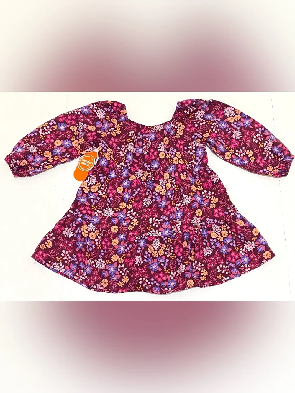 Wonder Nation Girls 2T Purple Floral Play Dress Boho Fall Fairy Cottagecore